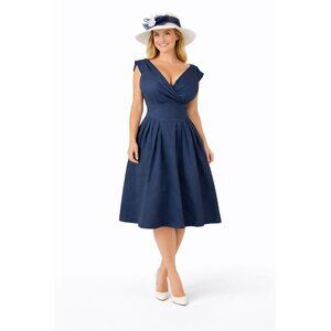 emilyandfin Navy Blue XS Florence Fit and Flare Dress NWT